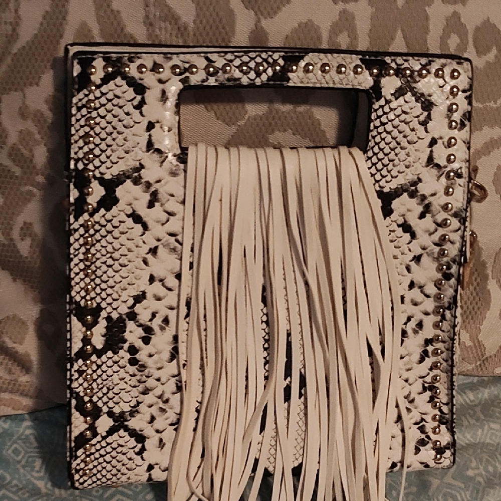 Chic Snakeskin Fringe Handbag